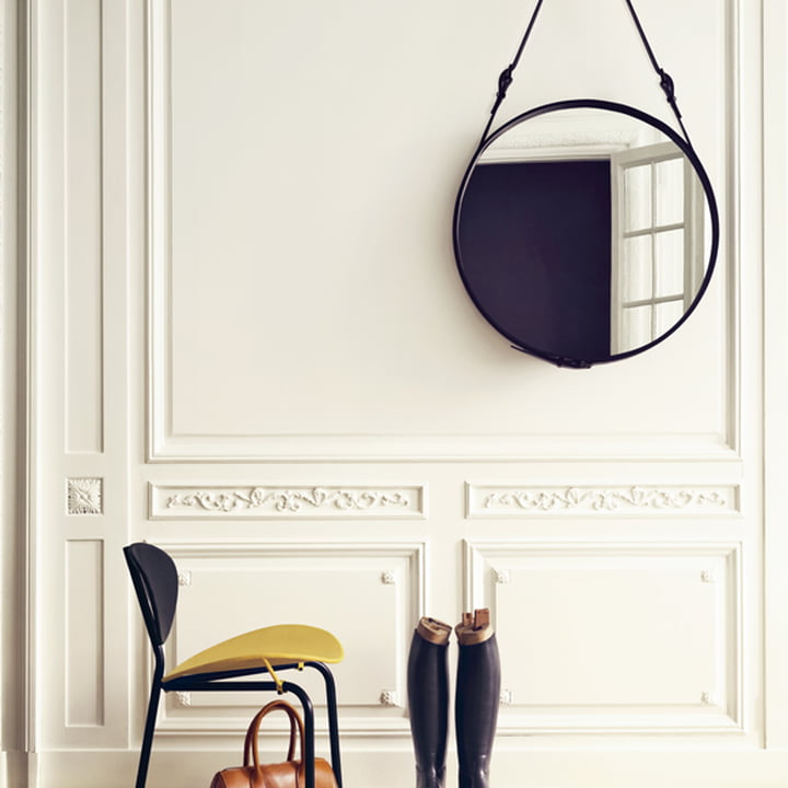 Adnet Mirror from Gub in hallway above chair