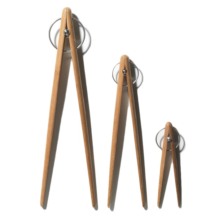 The Bamboo Pick up Kitchen Tongs by Design House Stockholm in different sizes. Sizes