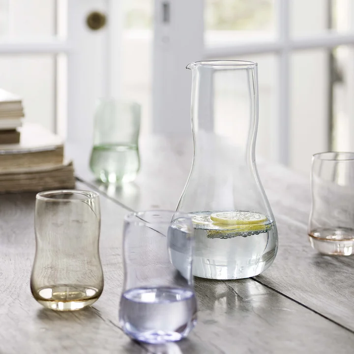 Timeless glass drinking glasses and carafe