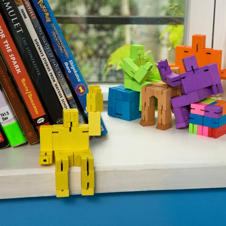 The colorful Cubebot from Areaware from beech wood