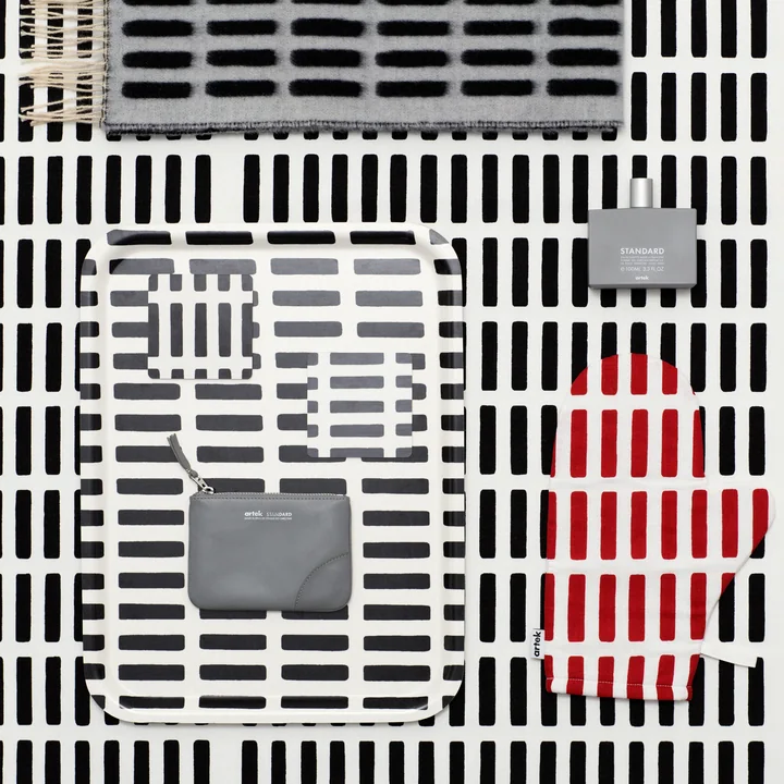 Siena stove slipper, tray large and blanket from Artek