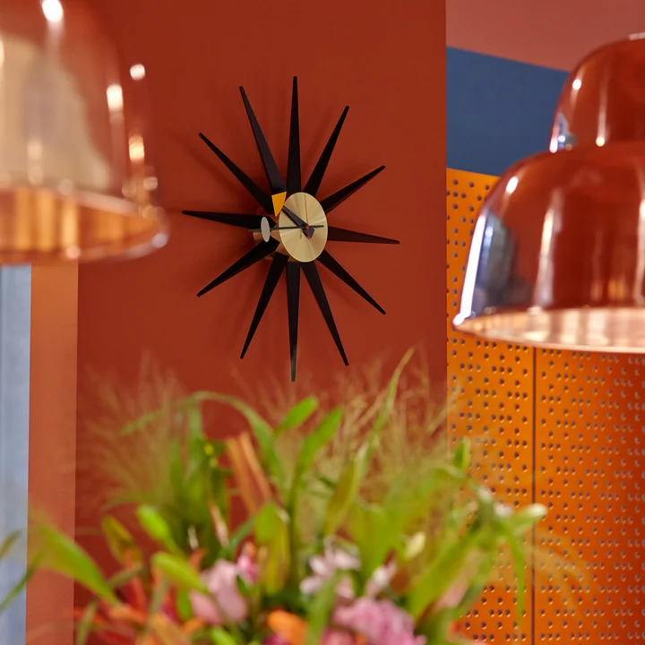 Vitra - Sunburst Clock, black / brass