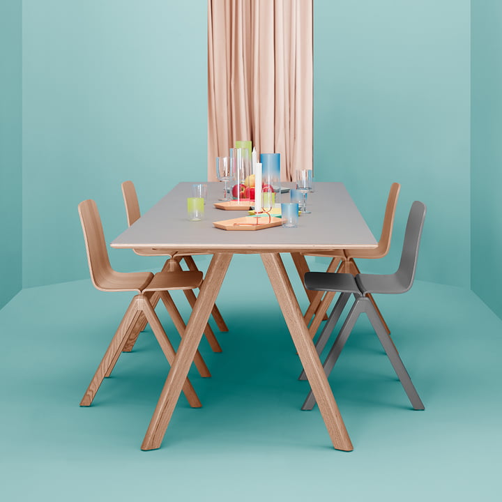 Copenhague CPH30 Dining table 200 x 90 cm from Hay in oak matt lacquered / table top linoleum gray