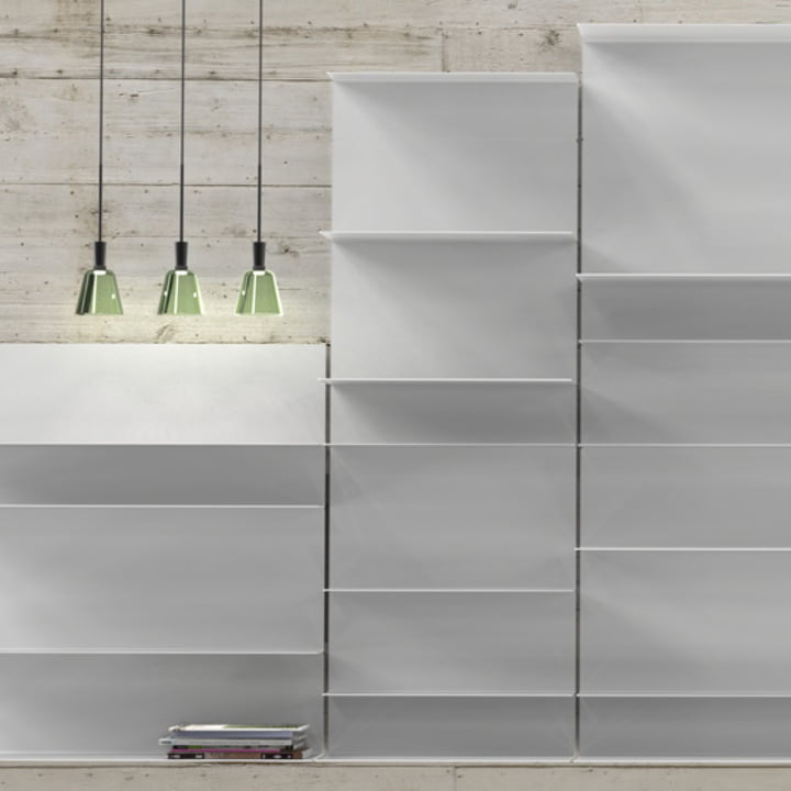 The purist Unu shelving system from Frost fits seamlessly into