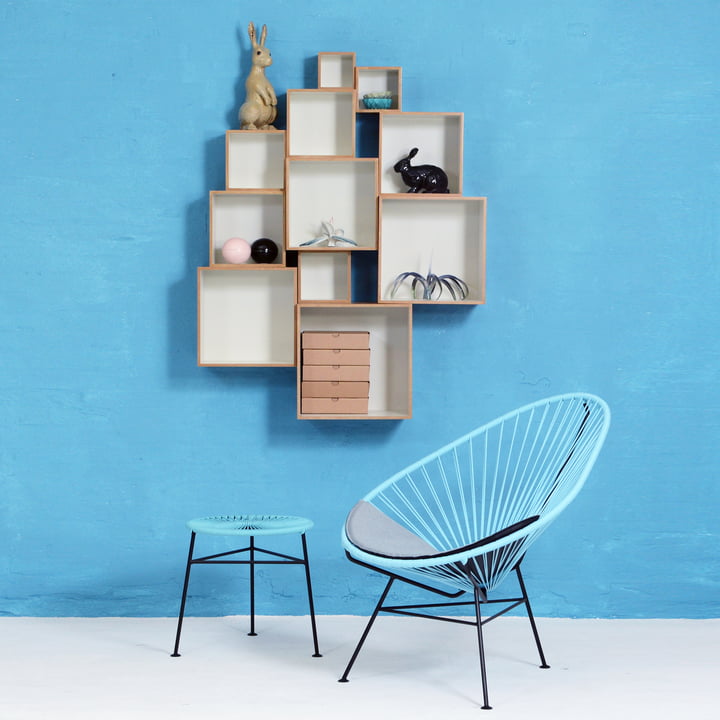 OK Design - Babushka Boxes, grey, Acapulco Chair, blue