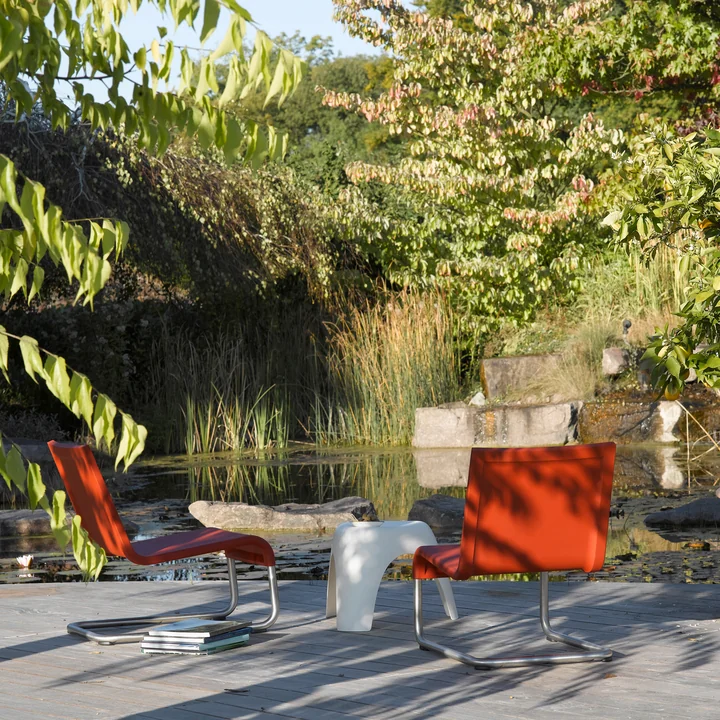 The Vitra - .06 armchair and the Elephant Stool in the garden