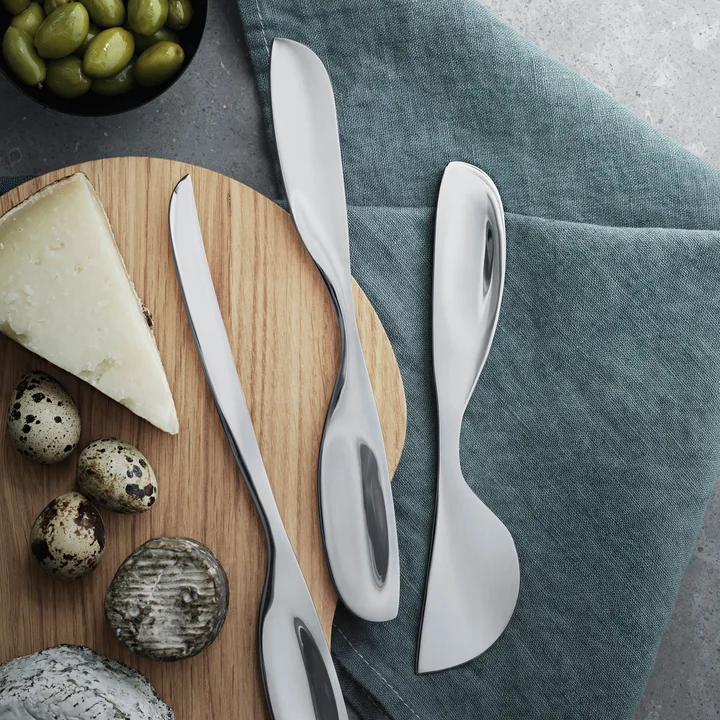 Georg Jensen - Alfredo Cheese knife set (3pcs.), with cheese