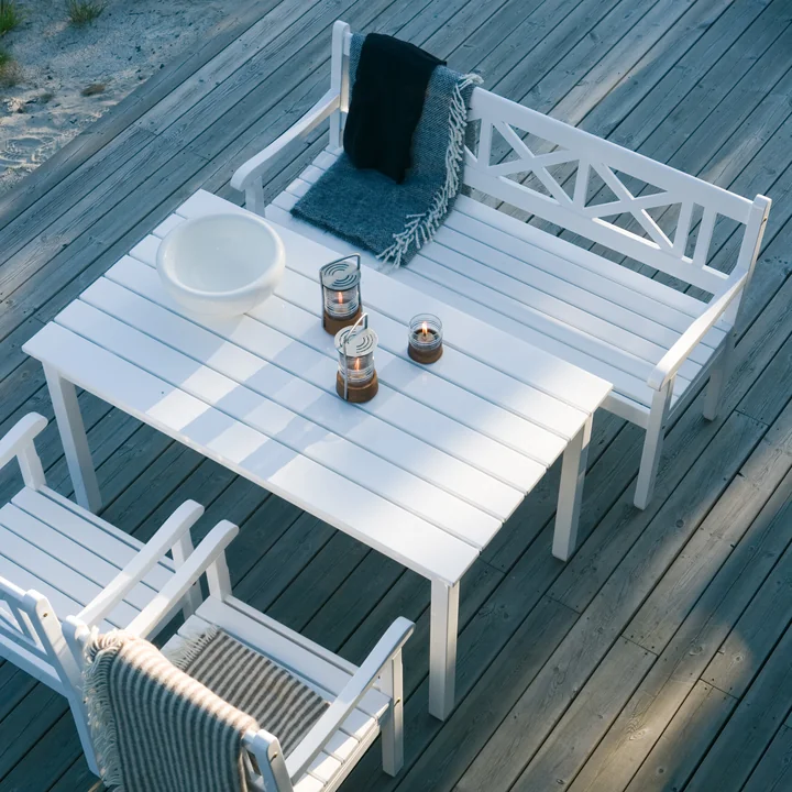 The white Skagen bench from Skagerak from above