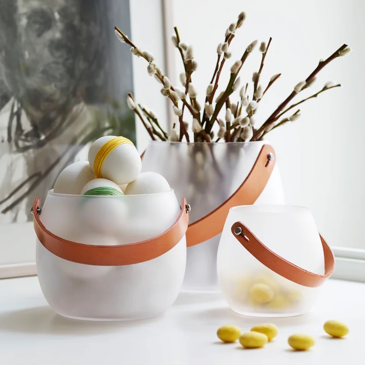 Holmegaard - Design with light glass bowl with leather strap, white