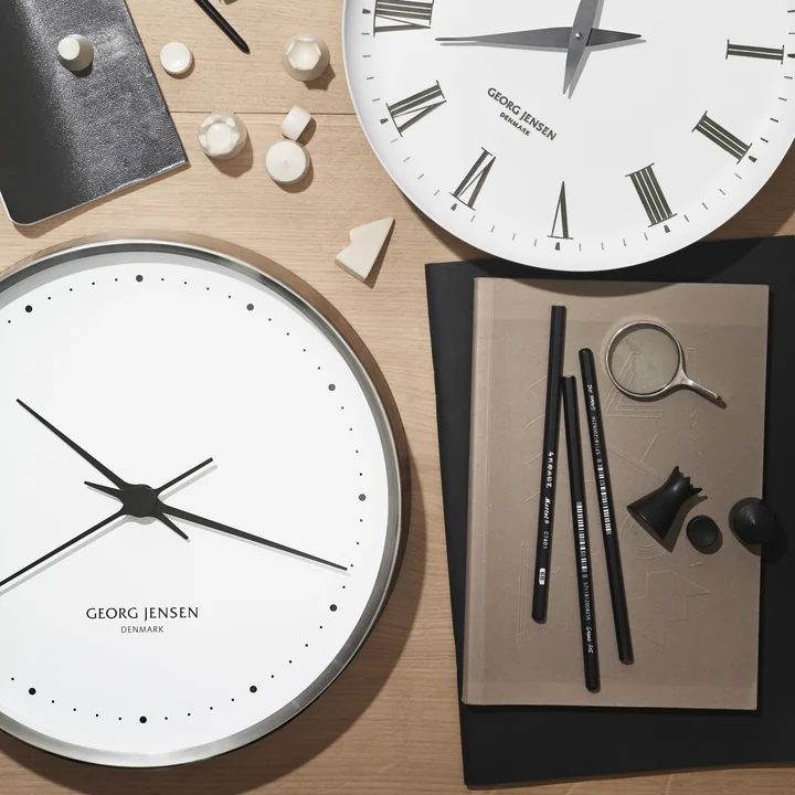 Georg Jensen - Henning Koppel Wall Clock Ø 30 cm, stainless steel / white