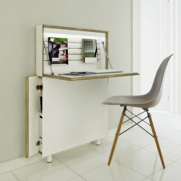 Müller Small Living - Flatmate Wall secretary, white / birch