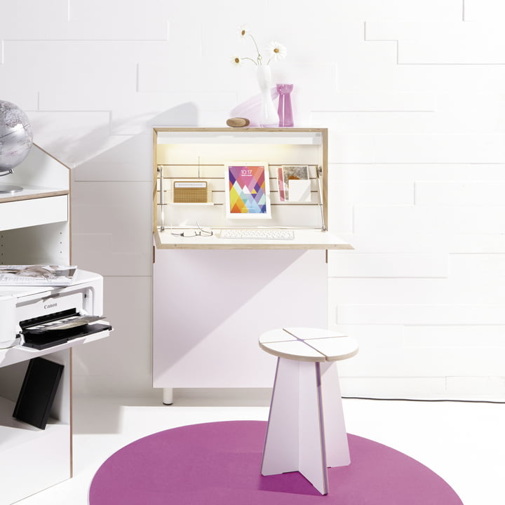 Müller Small Living - Flatmate Wall secretary, white / birch