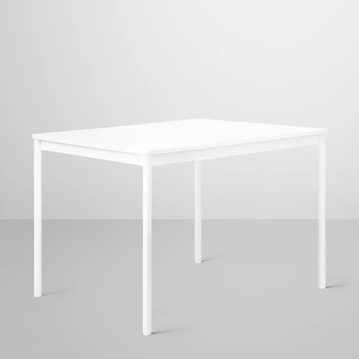 Base table by Muuto in white with plywood edge