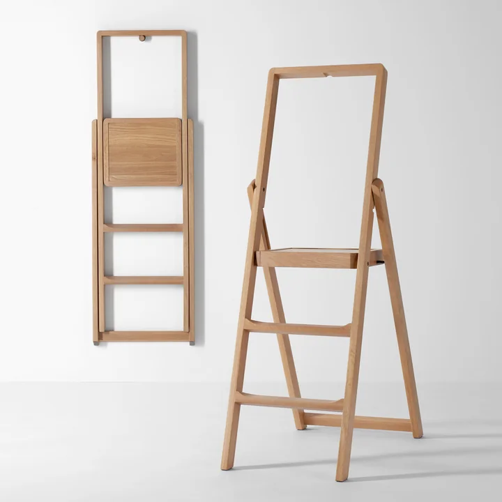 The Design House Stockholm - Step Folding ladder, oak wood hung on the wall