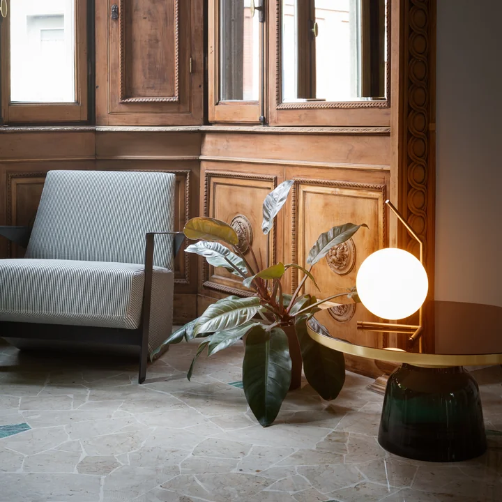 IC table lamp from Flos on the side table