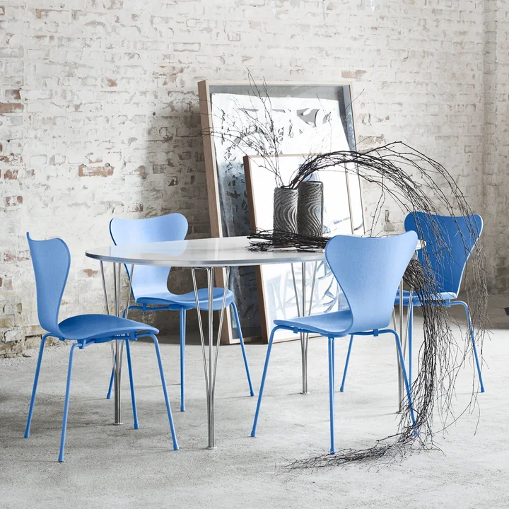 Series 7 chair, monochrome Trieste Blue by Fritz Hansen