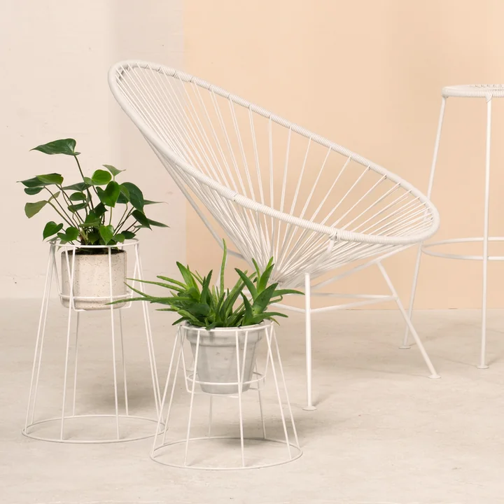 OK Design - Cibele Flowerpot Holder, white, Acapulco Chair, white