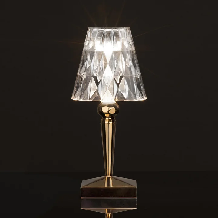 Kartell - Battery Bedside lamp in crystal clear with metallic-colored frame