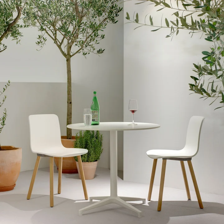 Hal Wood Chair from Vitra made of light oak and with white seat shell