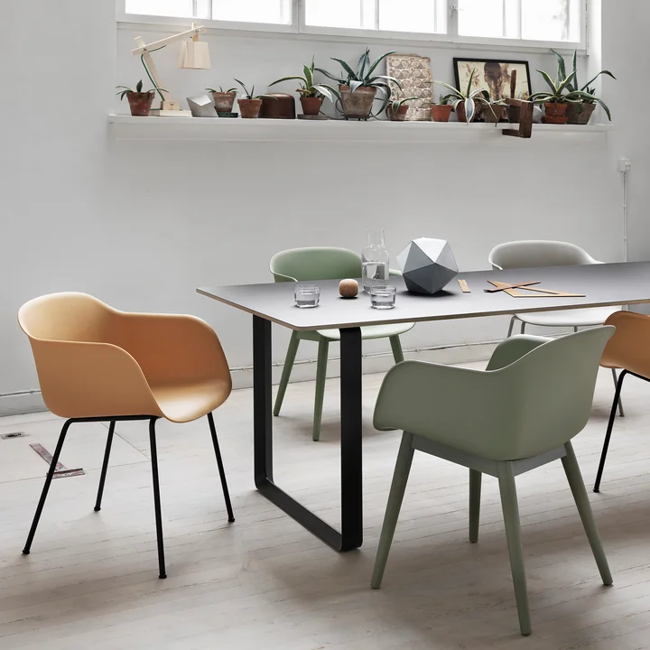 Fiber Chair with Tube and Wood Base