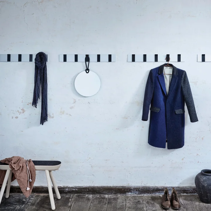 Piano wardrobe, Sheep bench and Rope mirror by Norrmade