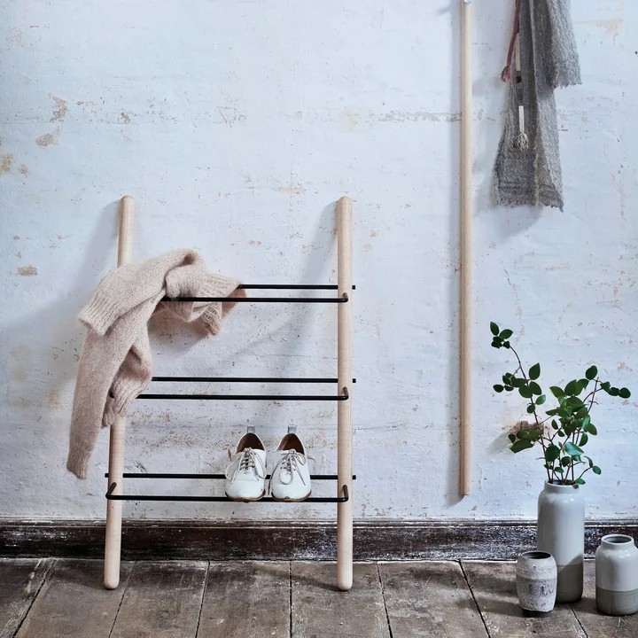 Norrmade - Stick shoe rack made of oiled ash / black
