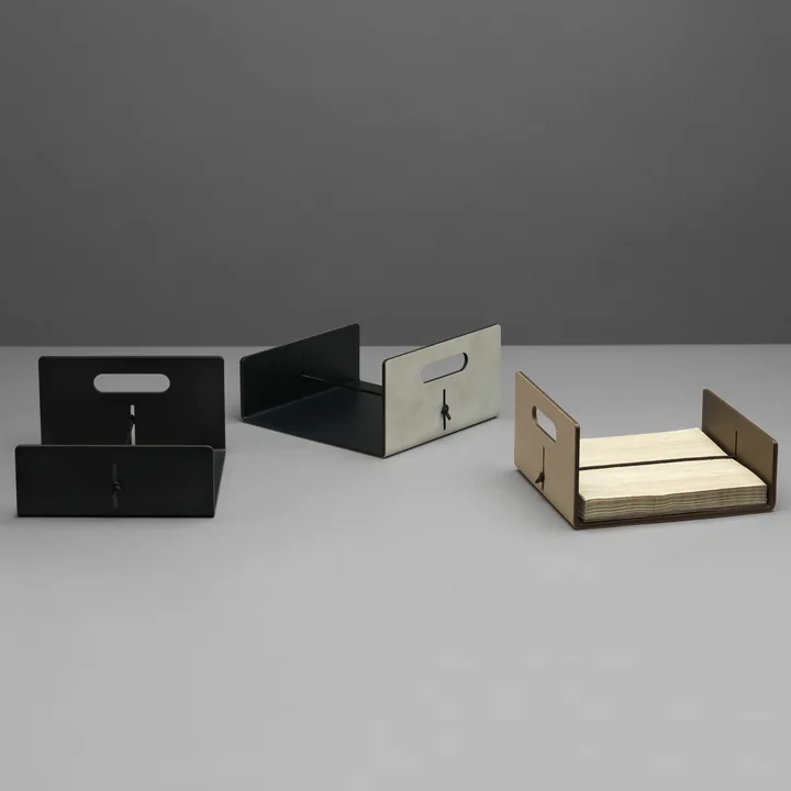 Napkin holder with leather details