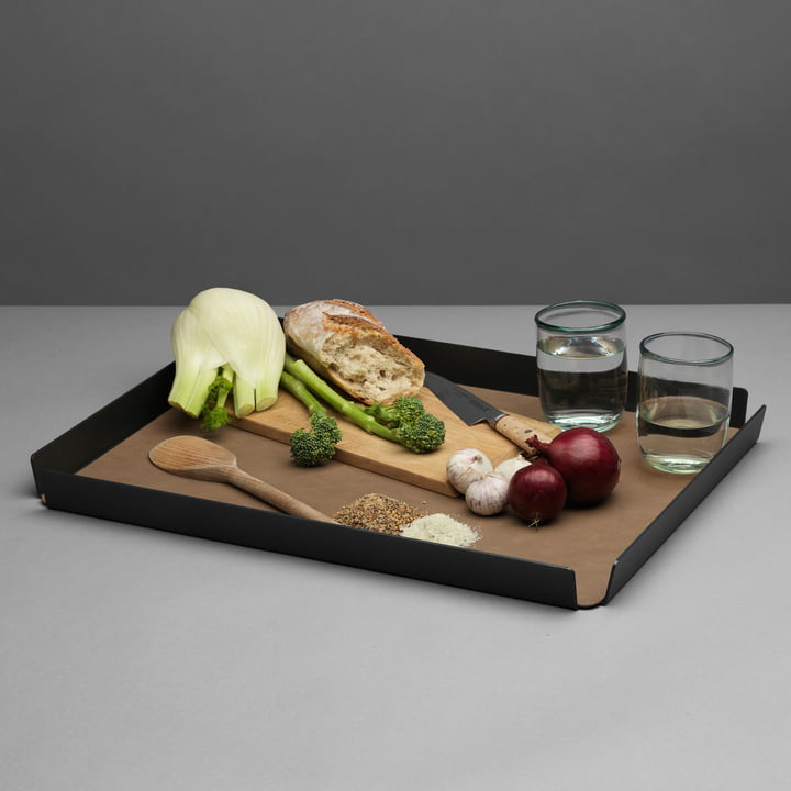 LindDNA - Tray Square L 36 x 46 cm, anthracite / Nupo brown