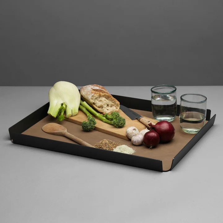Lind DNA - Tray Square L 36 x 46 cm, anthracite / Nupo brown