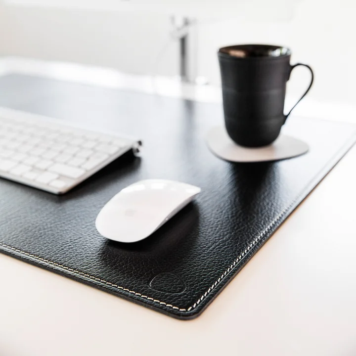 Work mat Square XXL 54 x 74 cm from Lind DNA in black with white stitching