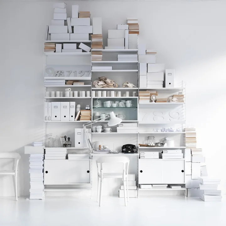 String shelving system, white, Ambiente