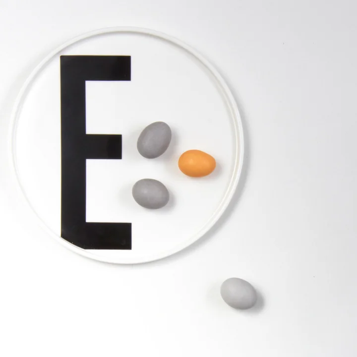The AJ porcelain plate E from Design Letters with Arne Jacobsen's typography