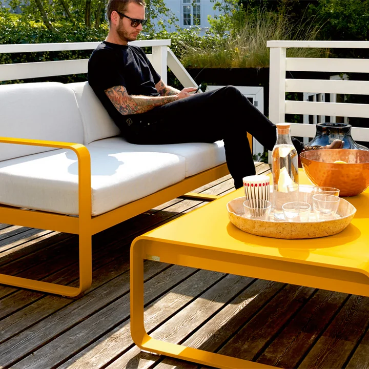 Bellevie Sofa and low table in honey