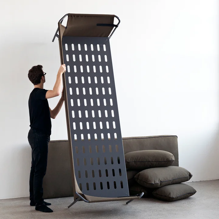 HAY - Can sofa, 3-seater, black / Canvas army / Canvas army