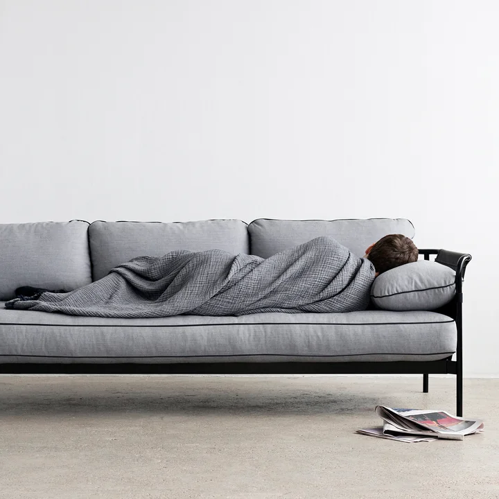 HAY - Can Sofa, 3-seater, black / Canvas black / Canvas grey