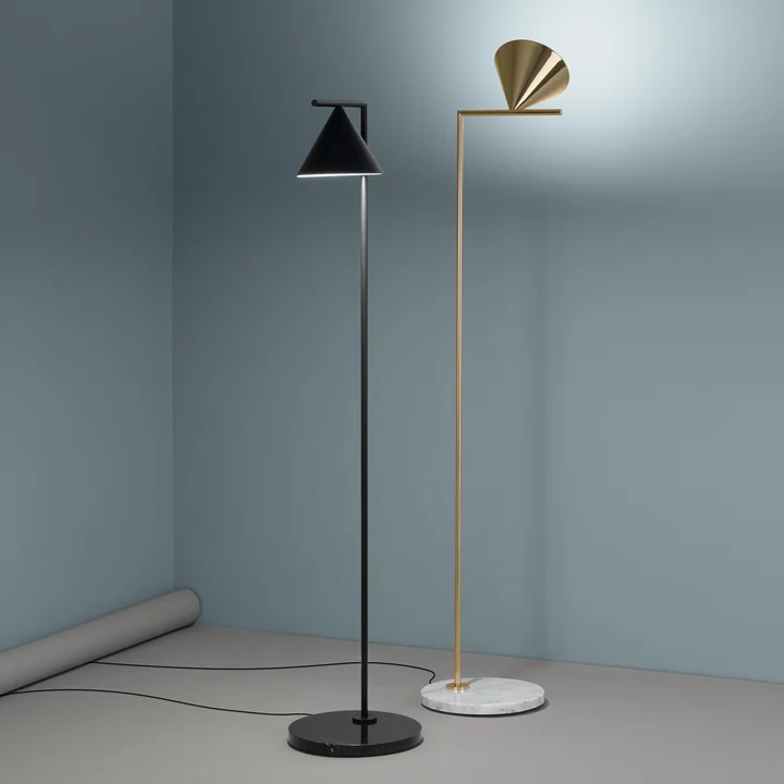 The Captain Flint LED floor lamp by Flos in brass and black