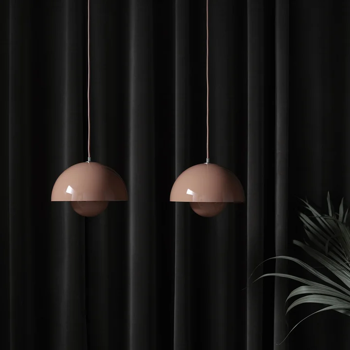 FlowerPot Pendant light VP1 (colored) from & Tradition hung in a row