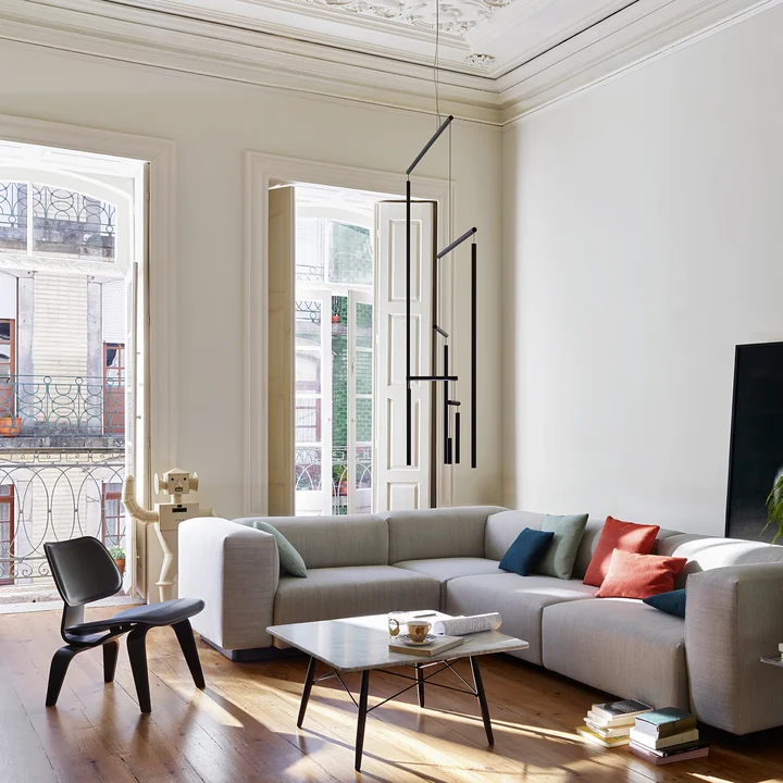 Eames Coffee Table and Soft Modular Sofa LCW by Vitra.
