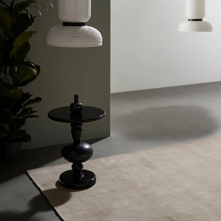 The & Tradition Moor Rug rug the Formakami lamp and the Shuffle Table