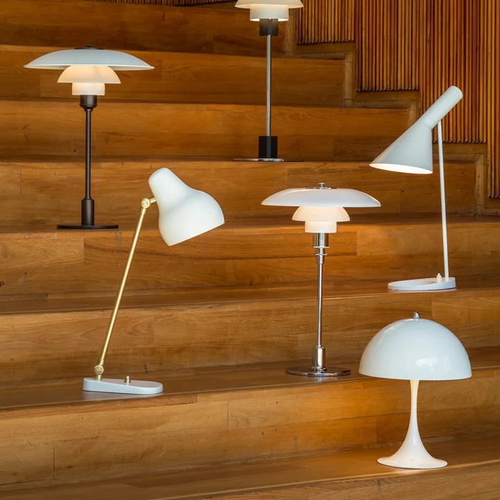 White designer table lamps from Louis Poulsen