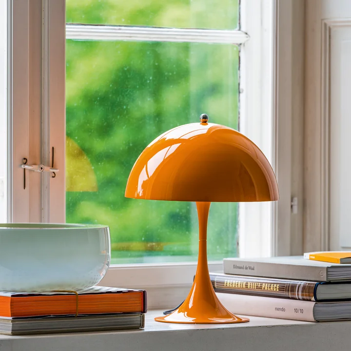 Panthella Mini Table lamp from Louis Poulsen in orange