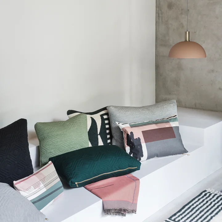 Colour Block Cushion and Bedspread from Ferm Living with Dome Shade