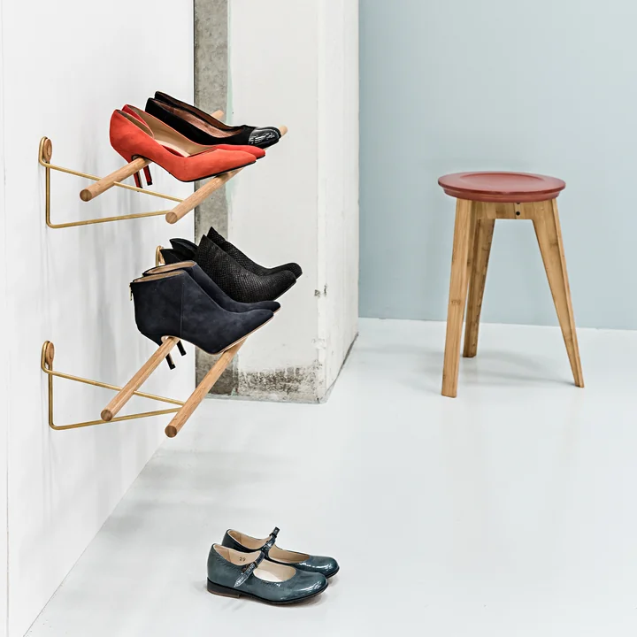 Shoe Rack and Button Stool from We Do Wood