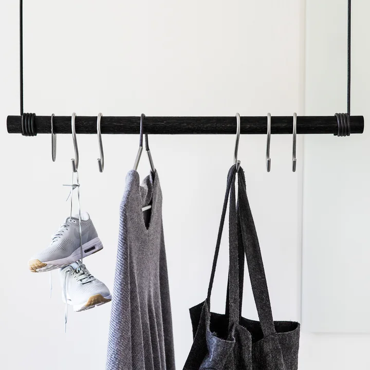 Coat hook and hanger as well as the hanging coat rack by Lind DNA