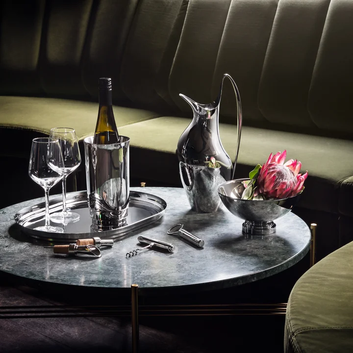 Georg Jensen - Manhattan wine cooler, bowl, corkscrew, bottle opener, tray, wine closure, wine pourer, coasters