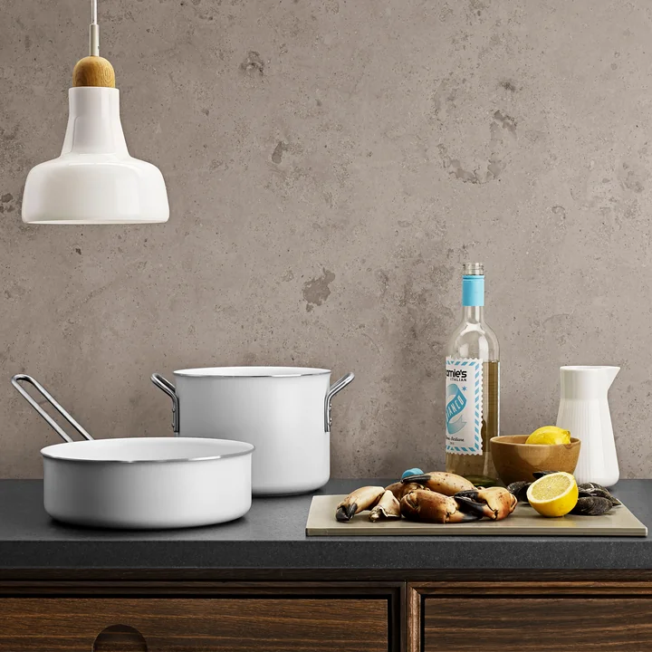 White Line Cooking Pot and Sauteuse by Eva Trio