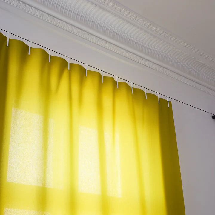 Detailed view of the yellow Ready Made Curtain from Kvadrat