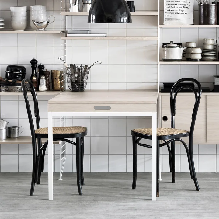 Folding table from String in ash / white