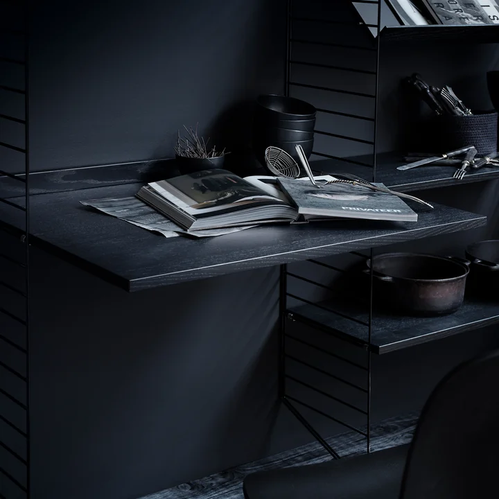 Worktop 78 x 58 cm from String in black stained ash