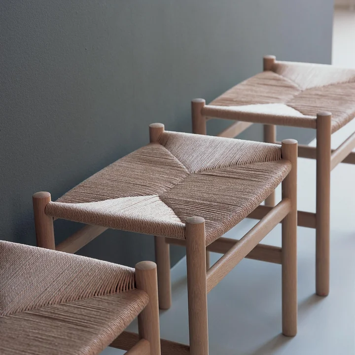 The Carl Hansen - CH53 stool in soaped oak with natural wickerwork